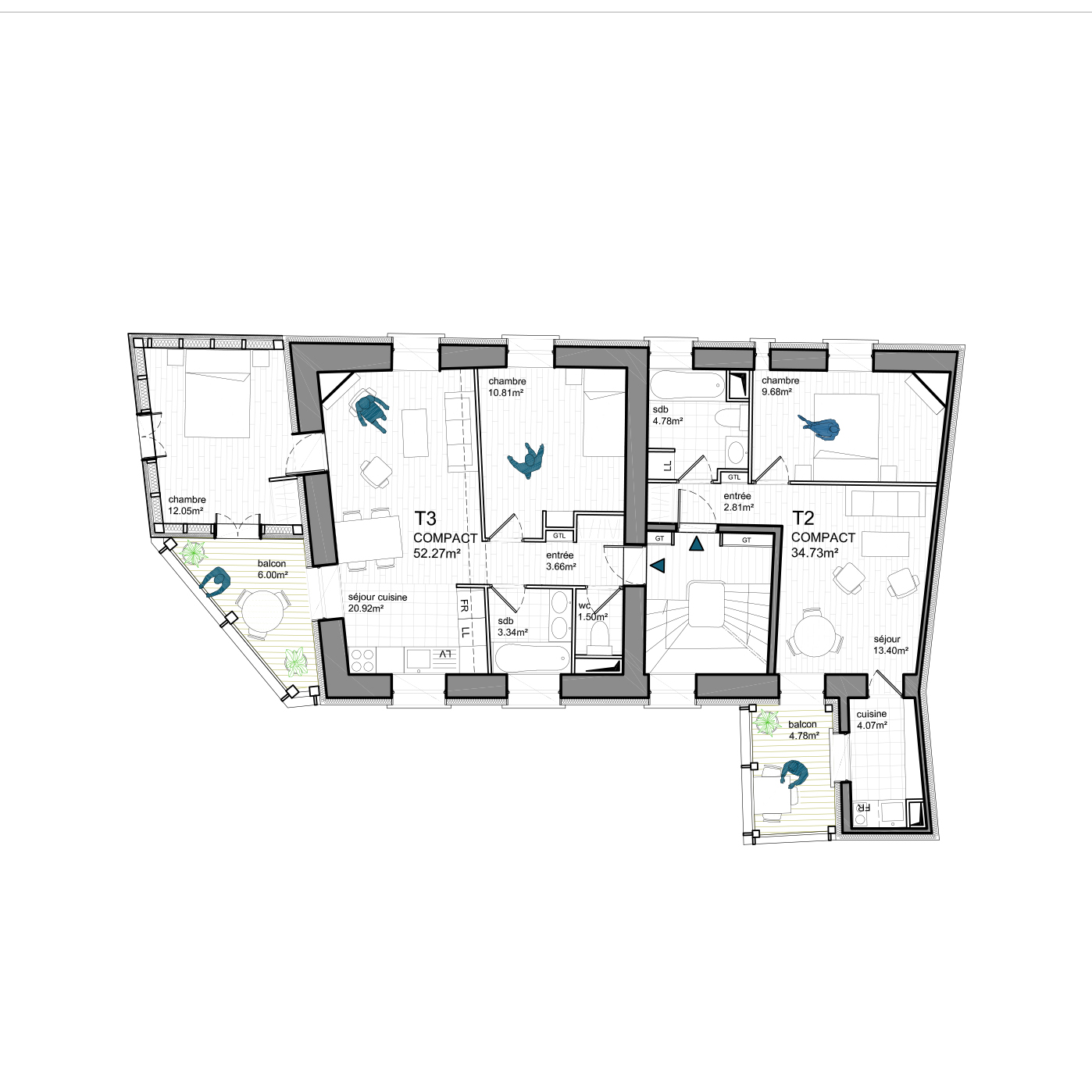 Extension R+2, variante 3