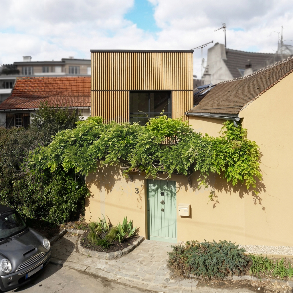 Maison BM, Chatenay-Malabry — façade en bois, avant/après réhabilitation