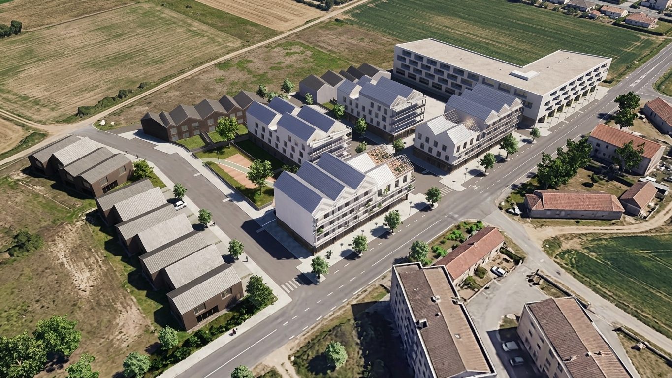 Vue aérienne de l'opération de 92 logements, Fontainebleau
